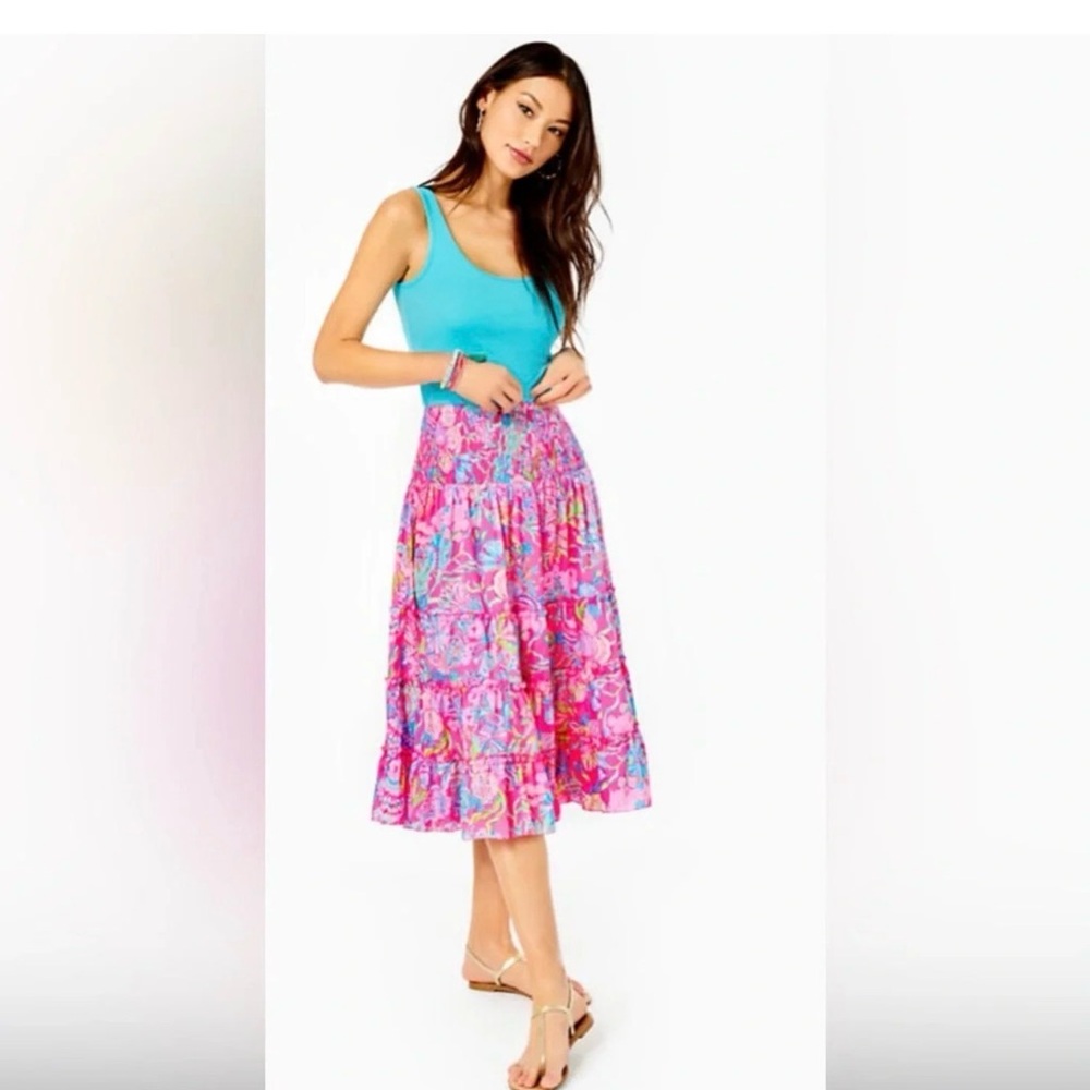 Lilly Pulitzer Pink and Blue Floral Skirt